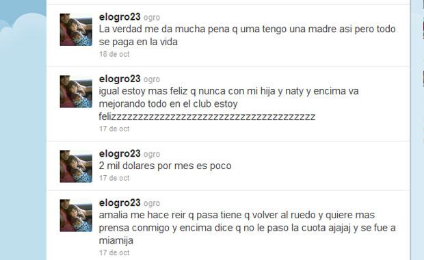 Los tweets de Cristian Fabbiani sobre Amalia Granata (Foto: Twitter). 