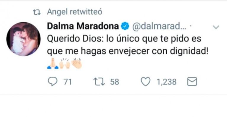 Los tweets de Dalma Maradona tras su tenso cara a cara con Graciela Alfano en TV... ¿con un filoso palito?