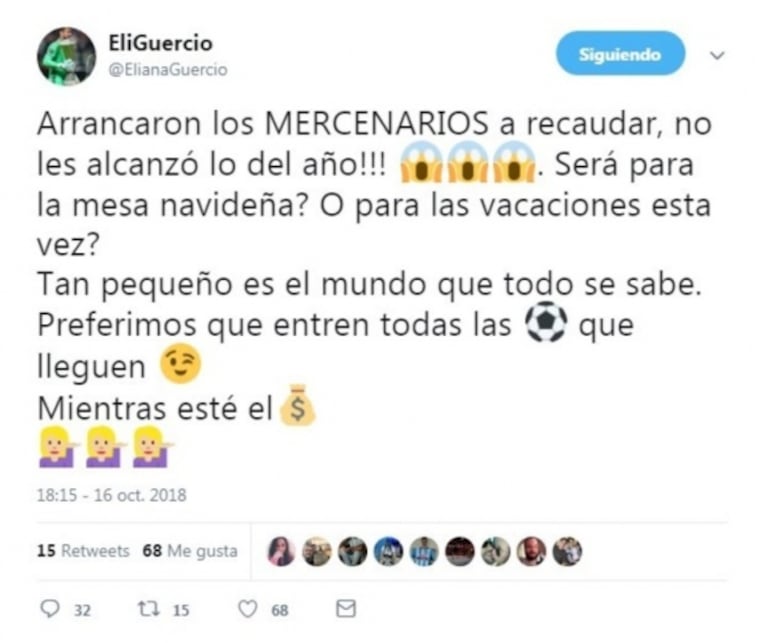 Los tweets de Eliana Guercio, tras las críticas a Sergio Romero por la derrota de la Selección frente a Brasil