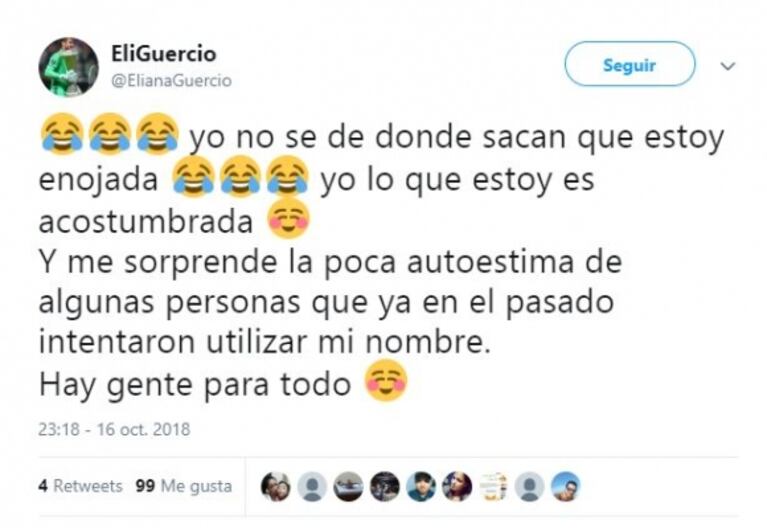 Los tweets de Eliana Guercio, tras las críticas a Sergio Romero por la derrota de la Selección frente a Brasil