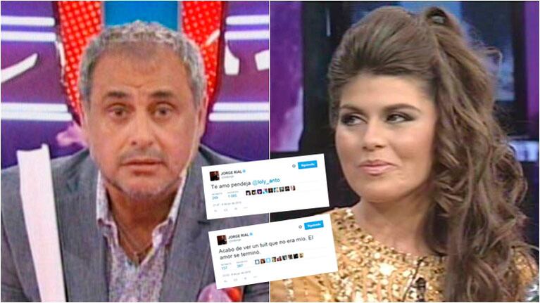 Los tweets de Jorge Rial: el que reconoció que no era suyo y el de la aclaración. Foto: Web / Captura
