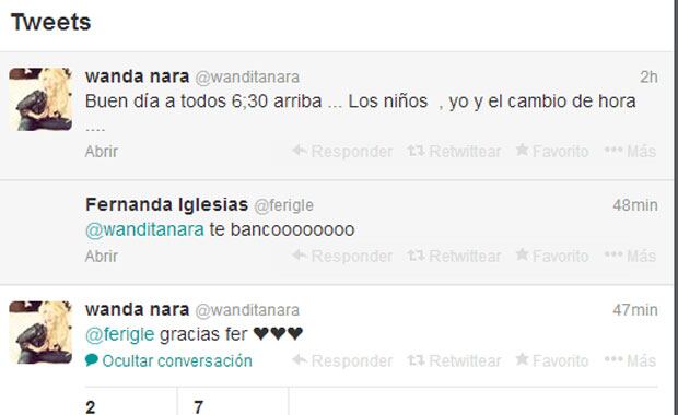 Los tweets de Wanda tras la declaración de Mauro (Foto: Captura). 