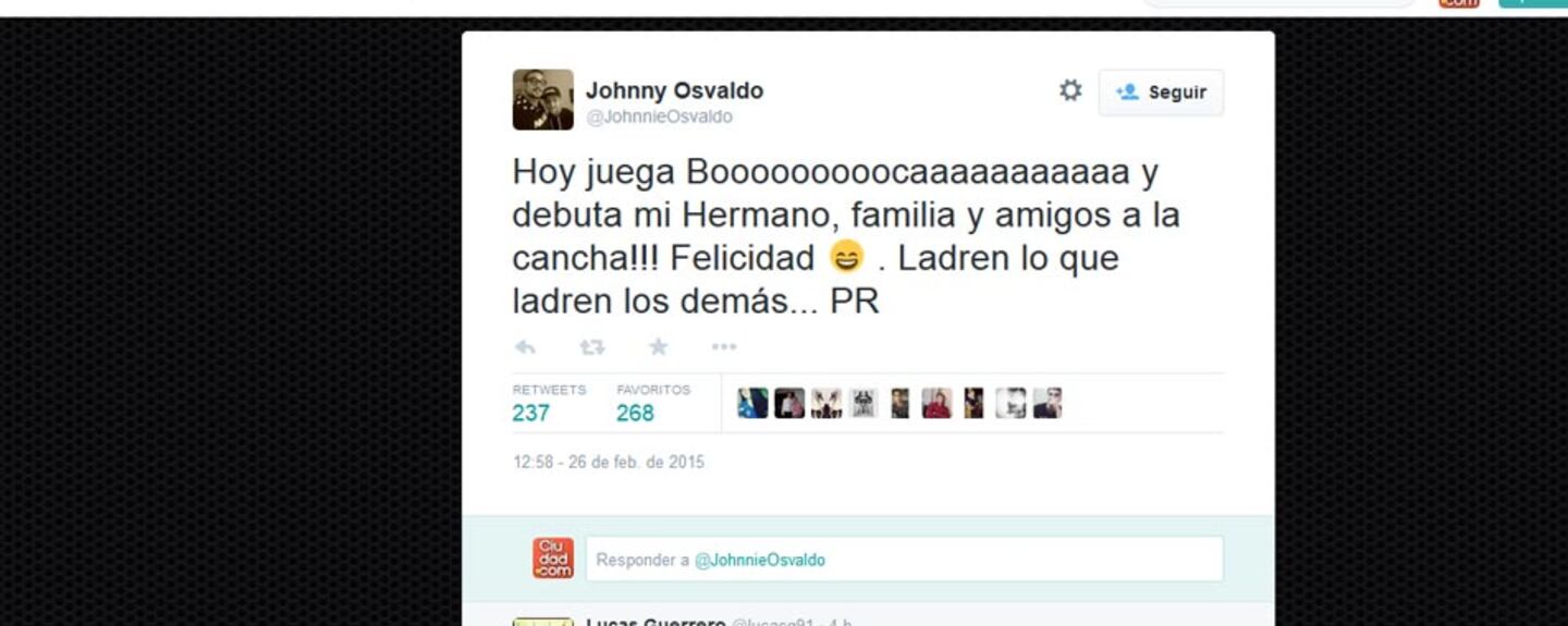 Los tweets del hermano de Daniel Osvaldo.