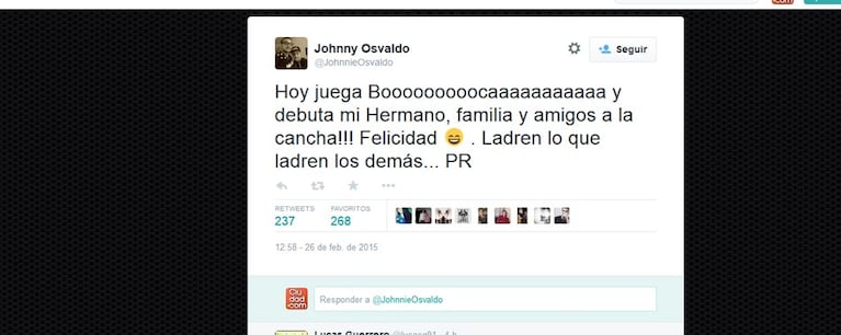 Los tweets del hermano de Daniel Osvaldo.