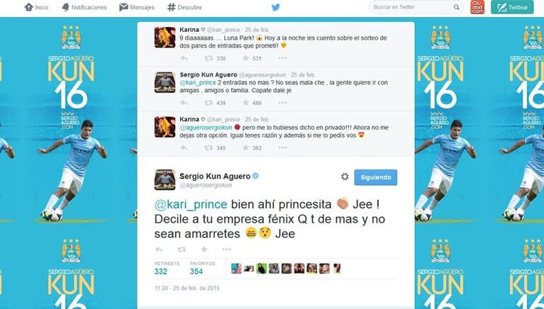 Los tweets entre Karina y el Kun.