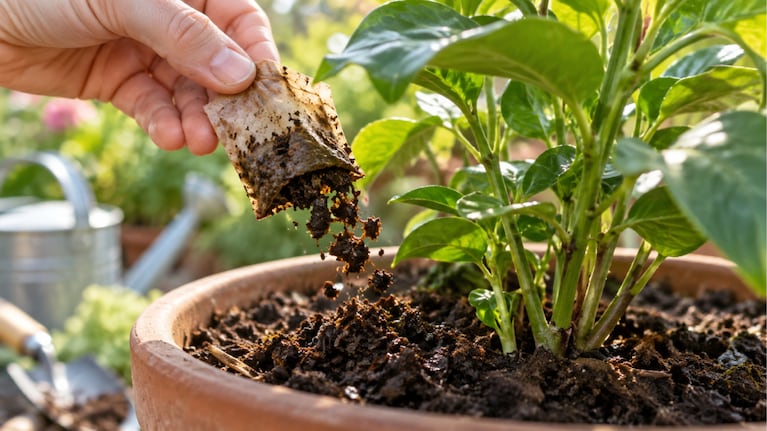 Los usos de los saquitos de té que ayudan a mejorar las plantas. Foto: IA