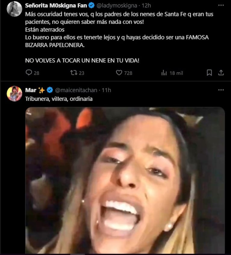 Los usuarios de X contra Catalina Gorostidi.