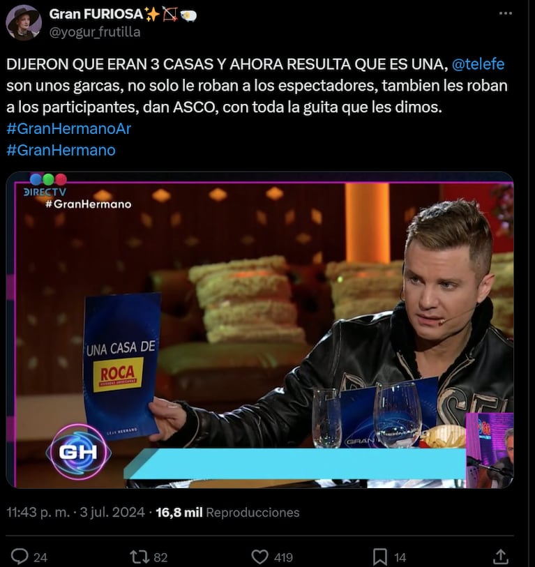 Los usuarios de X se enojaron por los cambios en los premios de Gran Hermano 2023.