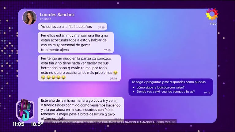 Lourdes Sánchez blanqueó su separación del Chato Prada.