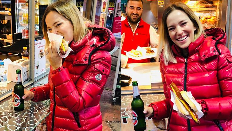 Lu se comió un pancho con una "birra" a las diez de la mañana.
