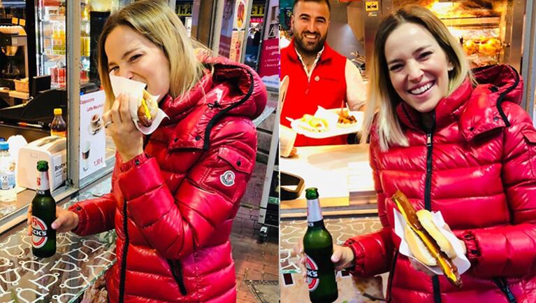 Lu se comió un pancho con una "birra" a las diez de la mañana.