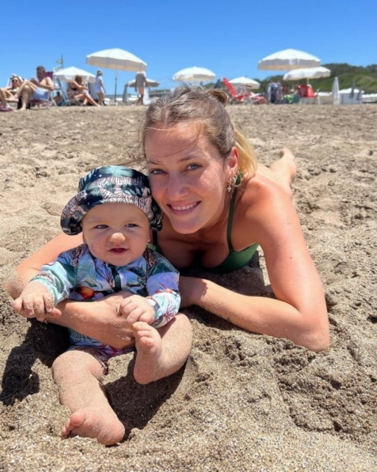 Luca Cubero conoció la playa: la emoción de Mica Viciconte y Poroto Cubero