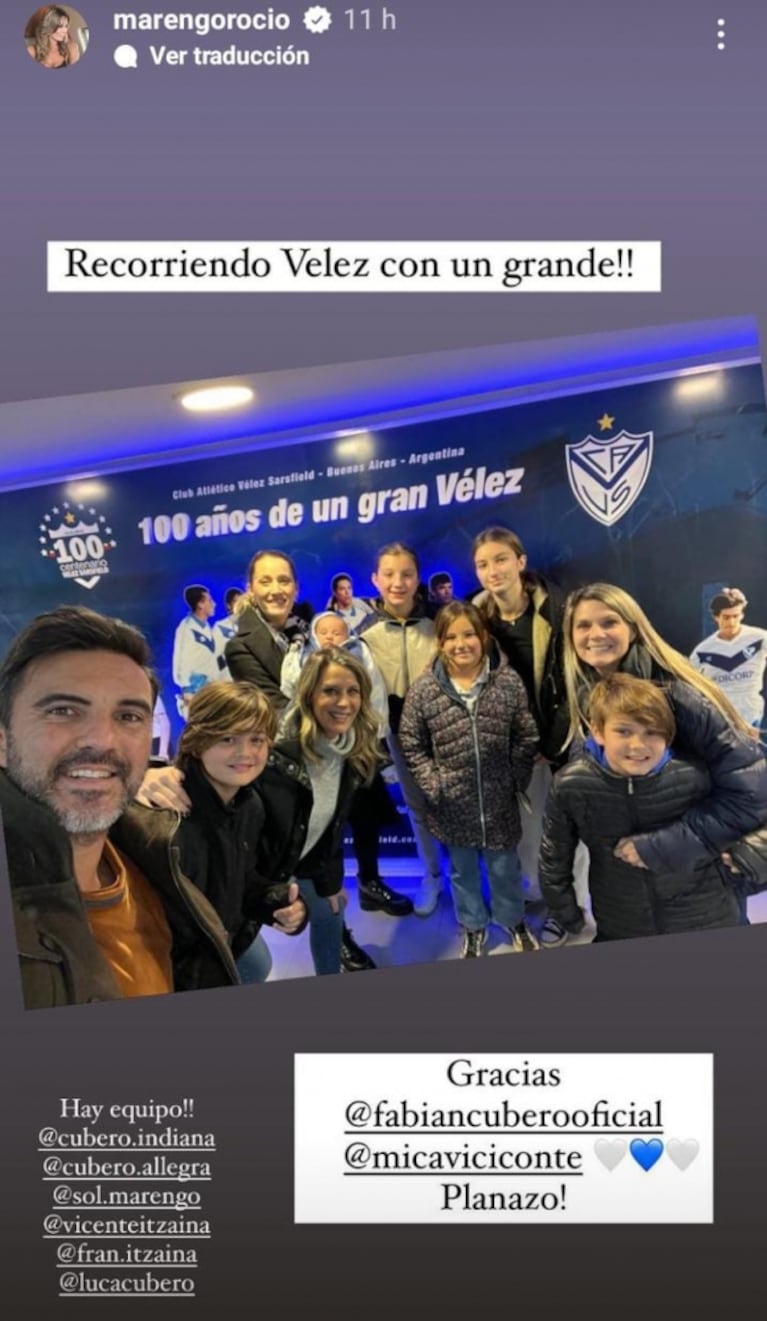 Luca Cubero fue por primera vez a la cancha con Mica Viciconte, Poroto, sus hijas y Rocío Marengo: las fotos