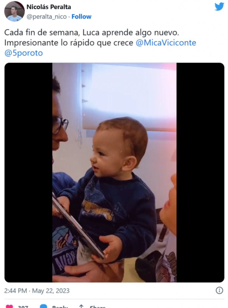 Luca Cubero imita a Micaela Viciconte cuando come chicle: el tierno video
