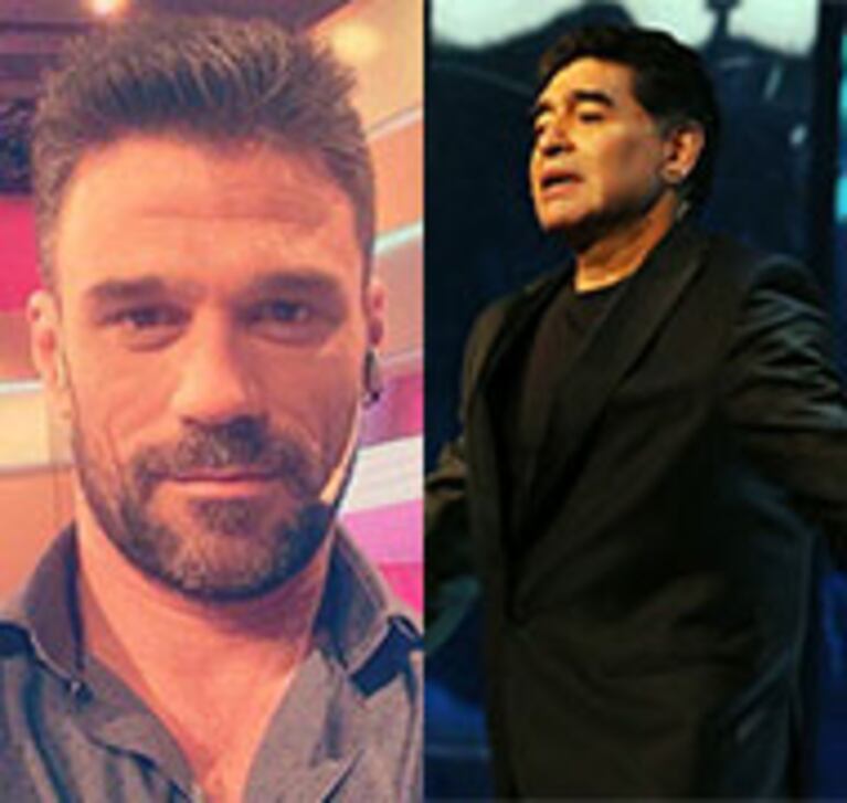 Lucas Bertero y Diego Maradona.