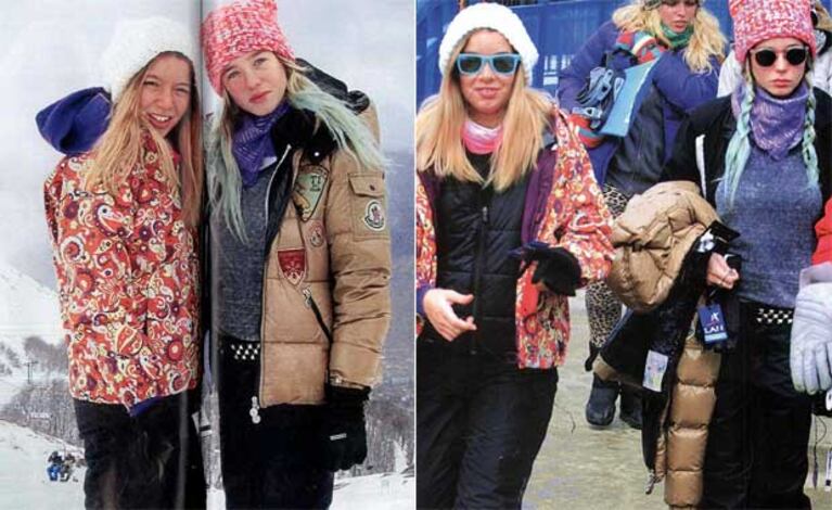 Lucía Celasco y su amiga Camila Costantini, en Bariloche. (Fotos: revista Caras)