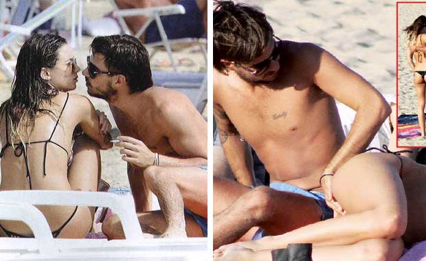 Lucía Celasco y su novio en Punta del Este: relax, amor y manito indiscreta. (Foto: revista Paparazzi)