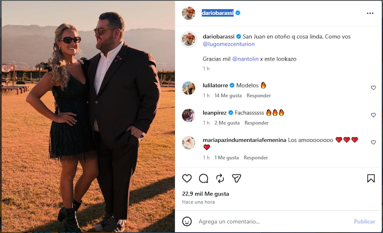 Lucía Gómez Centurión y Darío Barassi. (Foto: @dariobarassi)