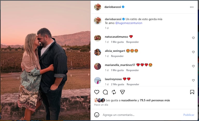 Lucía Gómez Centurión y Darío Barassi. (Foto: @dariobarassi)