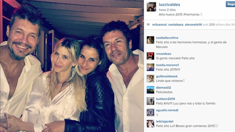 Lucía junto a Guillermina, Marcelo y su novio Aníbal en Año Nuevo (Foto: Instagram).
