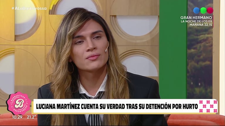 Luciana Martínez habló en A la Barbarossa de las acusaciones de robo en su contra (Foto: captura de Telefé).
