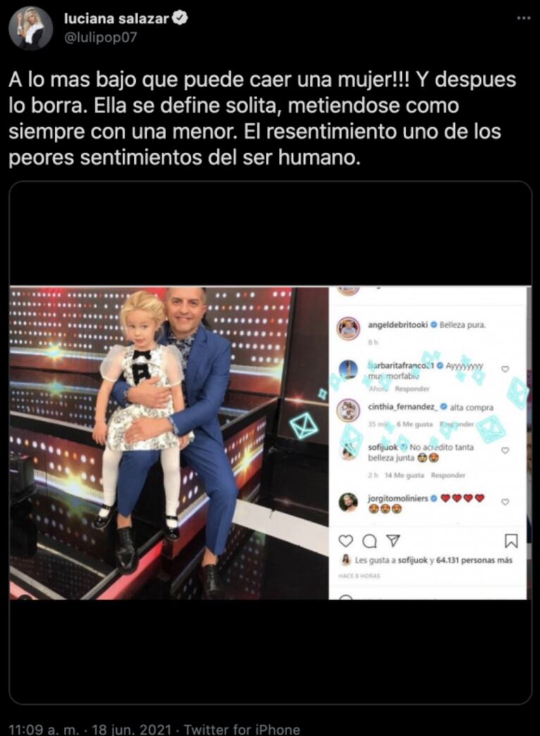 Luciana Salazar acusó a Cinthia Fernández de dejar un comentario agresivo sobre su hija: "Lo más bajo que puede caer una mujer" 