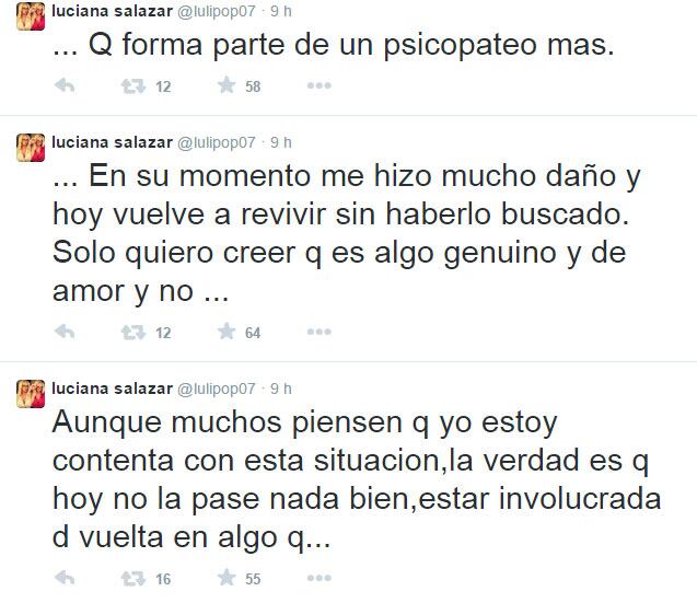 Luciana Salazar, afectada por la separación de Redrado y Granata: "Quiero creer que no forma parte de un psicotateo más" (Foto: Twitter)