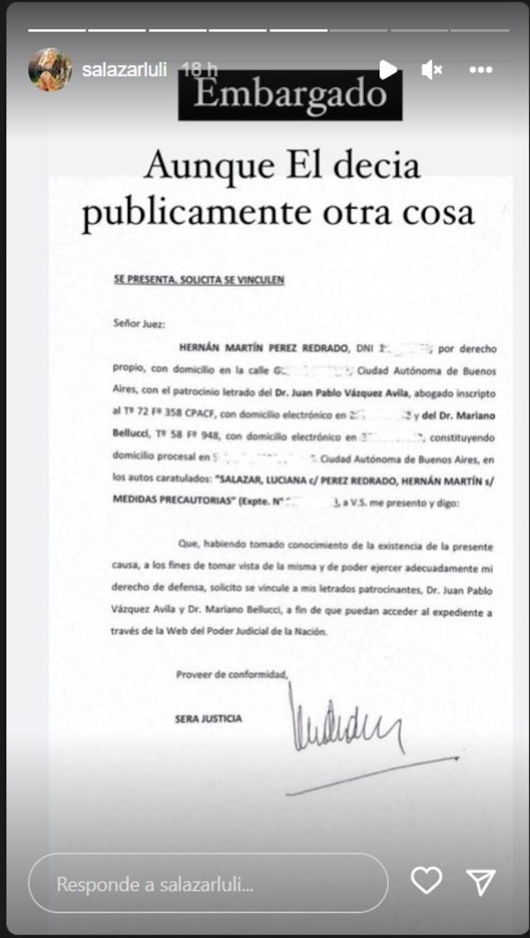 Luciana Salazar anunció que a Martín Redrado le embargaron las cuentas: "Dios quiera que tome conciencia"