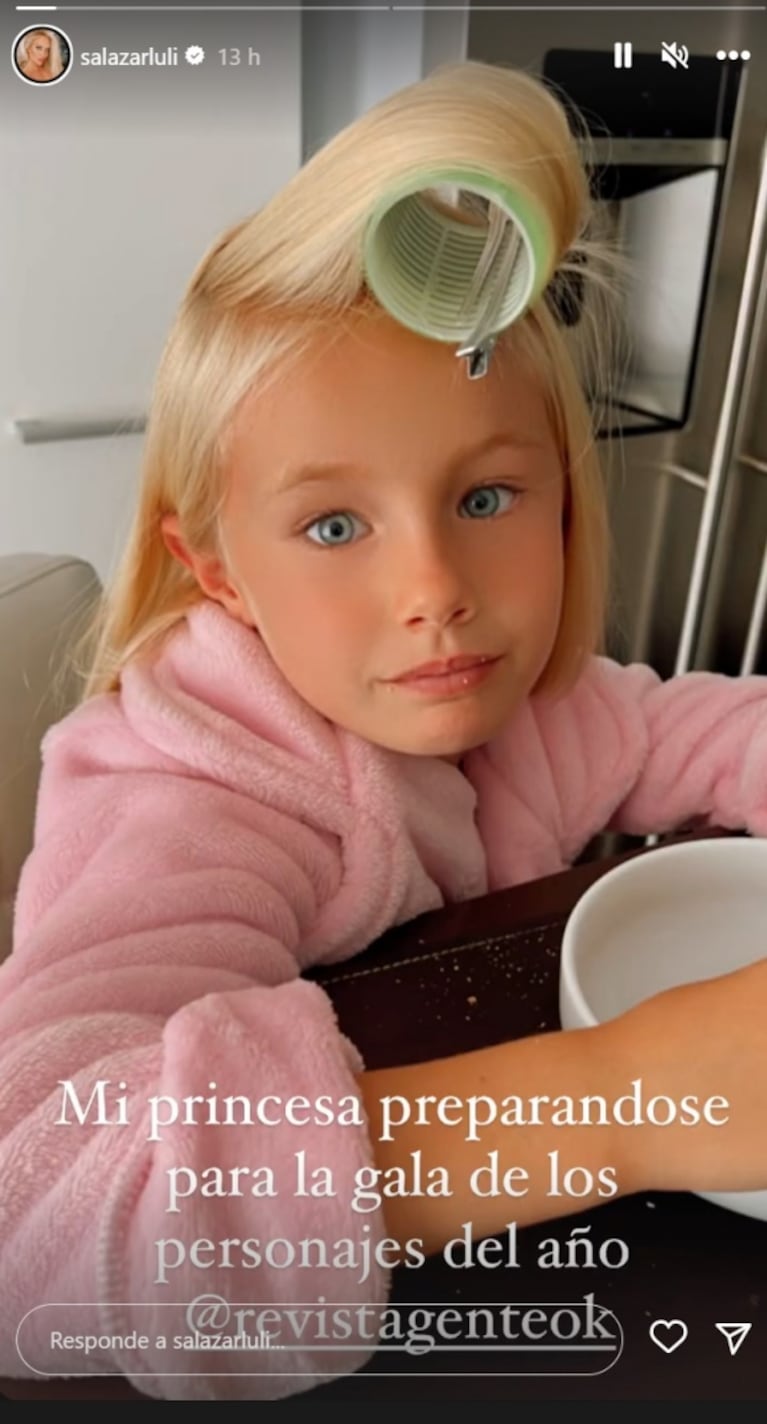 Luciana Salazar mostró cómo se prepara su hija Matilda para una producción de fotos: bata y ruleros