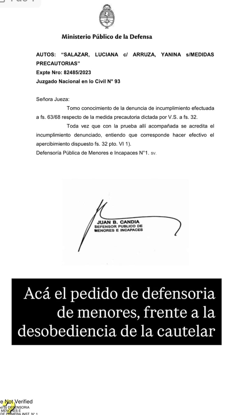 Luciana Salazar mostró los dictámenes de la Justicia contra Yanina Latorre. (Foto: @salazarluli)