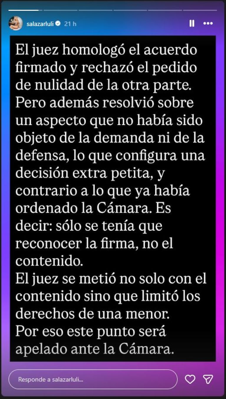 Luciana Salazar posteó tras el fallo que festejó Martín Redrado.