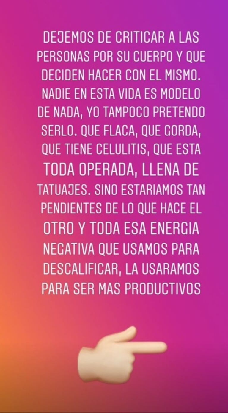 Luciana Salazar respondió a las críticas tras compartir una foto de sus abdominales