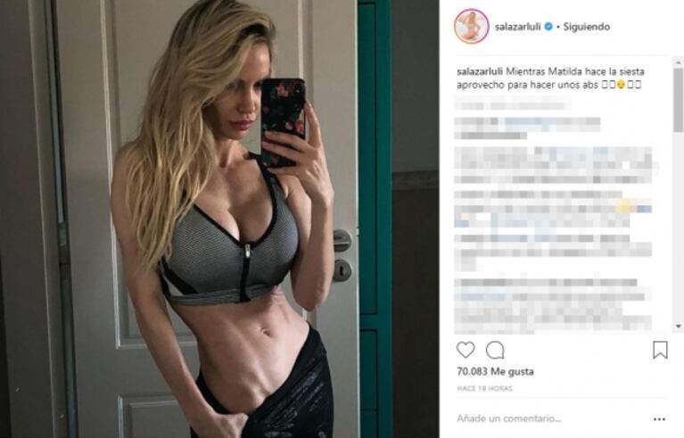 Luciana Salazar respondió a las críticas tras compartir una foto de sus abdominales