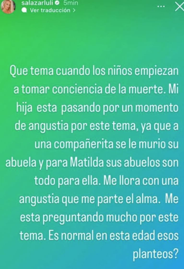 Luciana Salazar se mostró preocupada por la angustia de su hija Matilda: "Llora y me parte el alma"