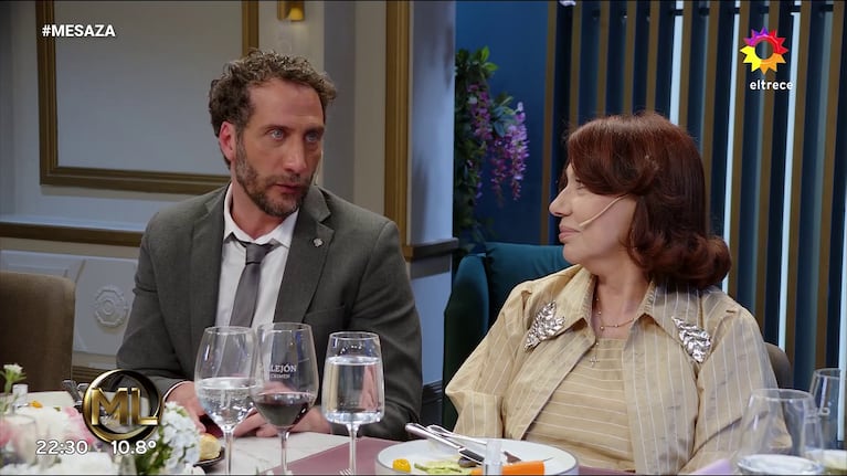 Luciano Cáceres y Nora Cárpena en La Noche de Mirtha (Foto: captura de eltrece).