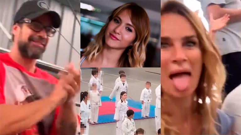 Luciano Castro con Flor Vigna y Sabrina Rojas con Tucu López fueron a ver a Esperanza en Taekwondo: Su tribuna