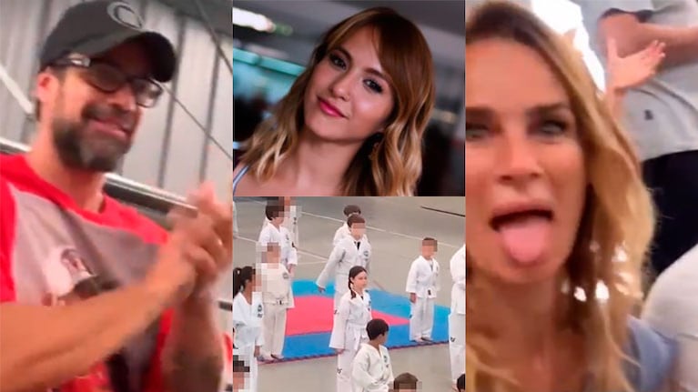 Luciano Castro con Flor Vigna y Sabrina Rojas con Tucu López fueron a ver a Esperanza en Taekwondo: Su tribuna