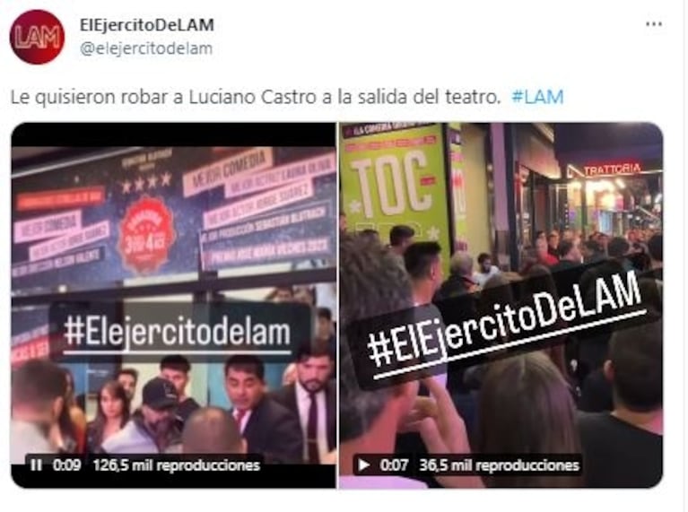 Luciano Castro habló sobre el supuesto intento de robo que sufrió al salir del teatro: "Me agarró del cuello"