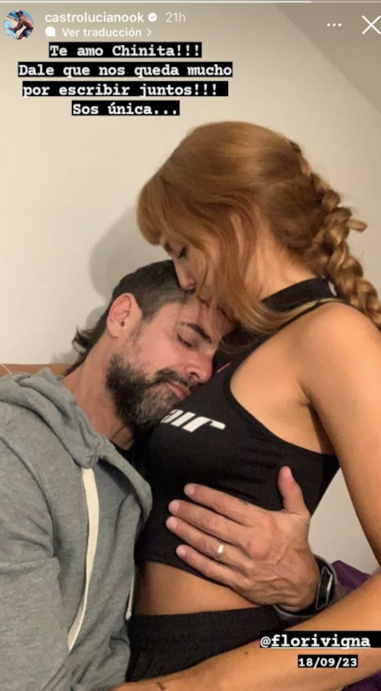 Luciano Castro le dedicó un romántico mensaje a Flor Vigna: “Nos queda mucho por escribir juntos”