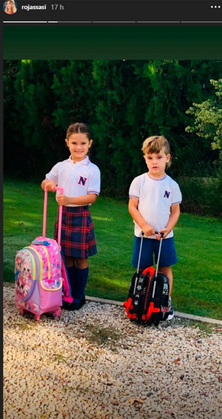Luciano Castro y Sabrina Rojas, juntos en el primer día de colegio de sus hijos