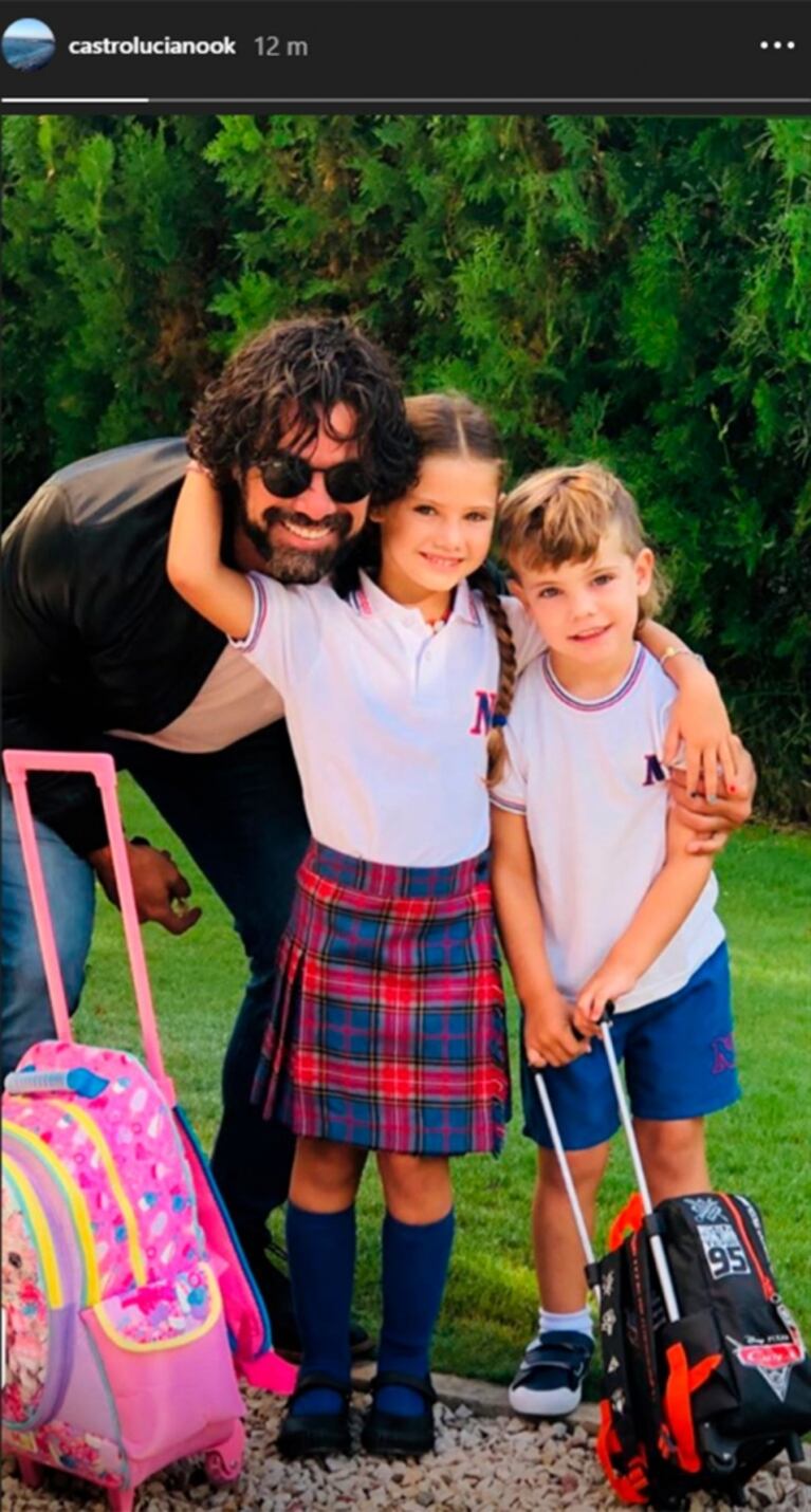 Luciano Castro y Sabrina Rojas, juntos en el primer día de colegio de sus hijos
