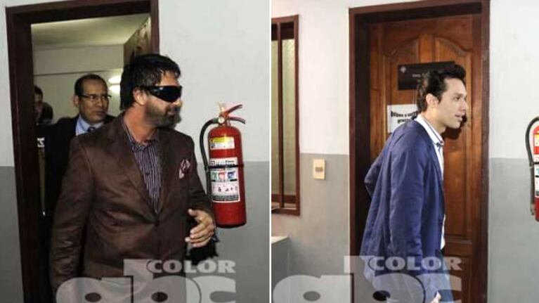 Luciano Garbellano y Galo, tras prestar declaración. No pueden salir de Paraguay. (Foto: diario ABC Color)