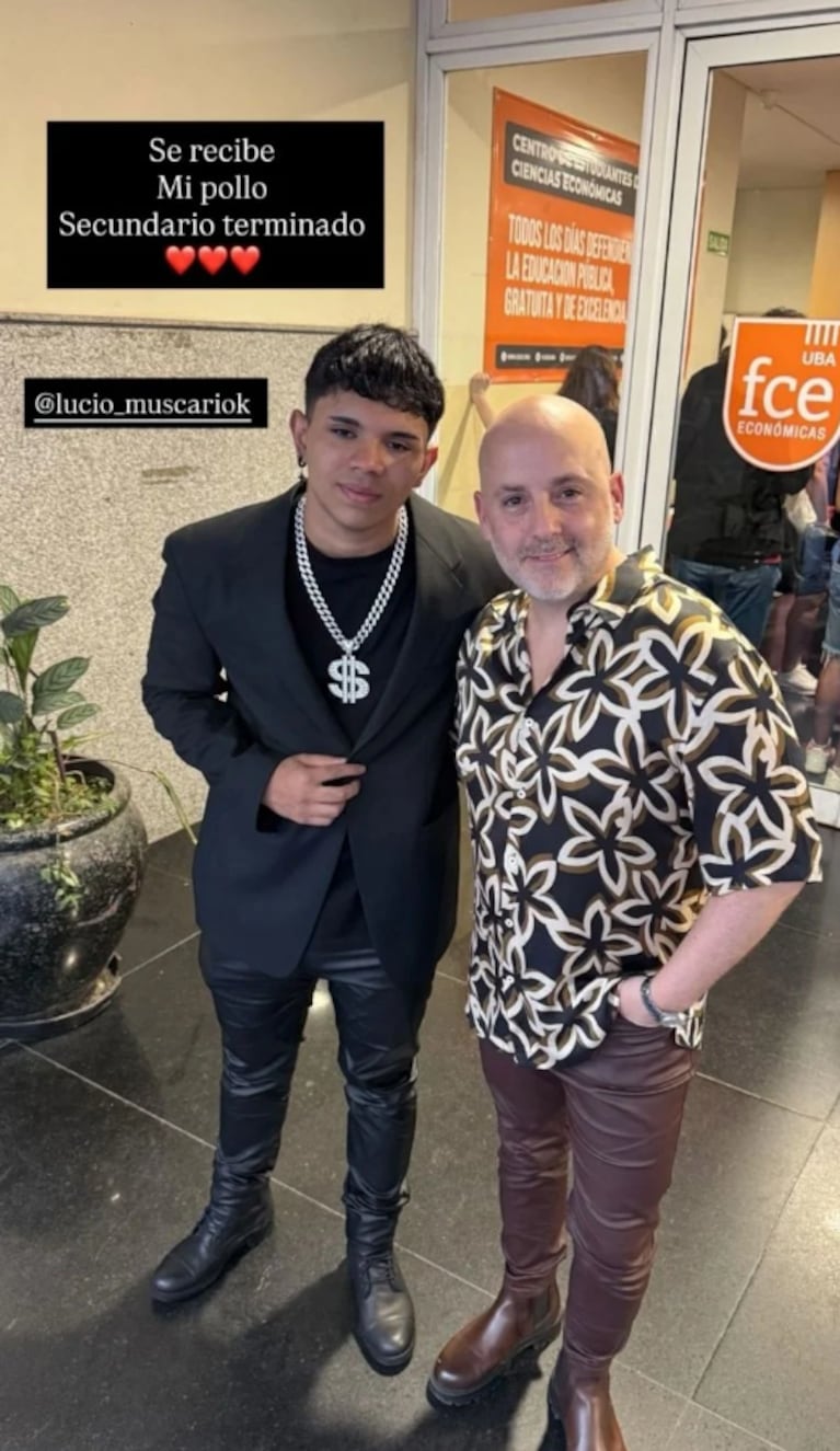 Lucio, el hijo de José María Muscari, terminó el secundario: el emocionante festejo | Créditos: Instagram @josemariamuscari