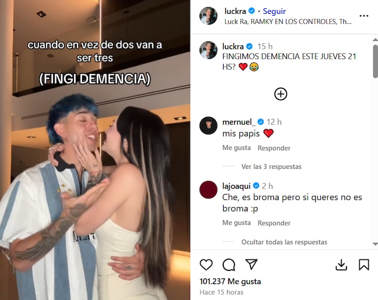 Luckra y La Joaqui sorprendieron con un anuncio en redes sociales (Foto: Instagram).