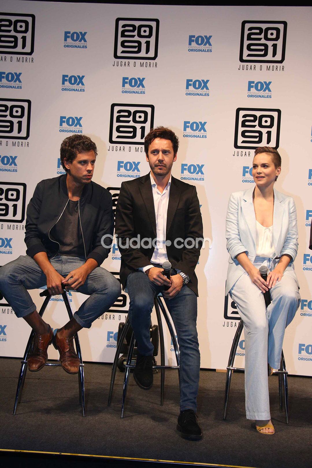 Ludovico Di Santo, Benjamín Vicuña y Luz Cipriota presentaron 2091. (Foto: MovilPress)