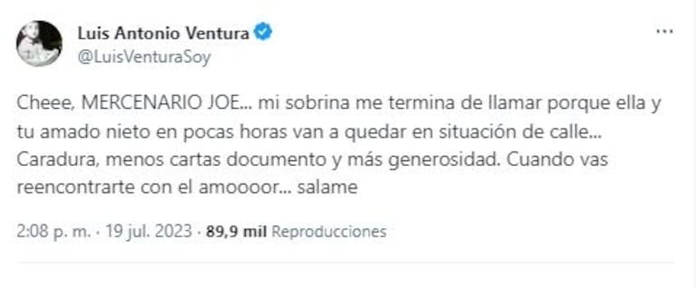 Luis Ventura apuntó otra vez contra Jorge Rial y reveló que Morena y su hijo podrían quedar en la calle