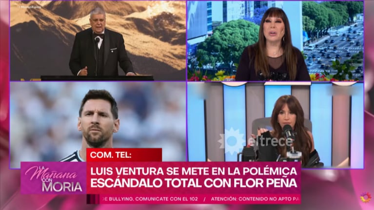 Luis Ventura habla en el programa de Moria Casán sobre el escándalo de Flor Peña en Luzu TV - Crédito Captura de pantalla El Trece