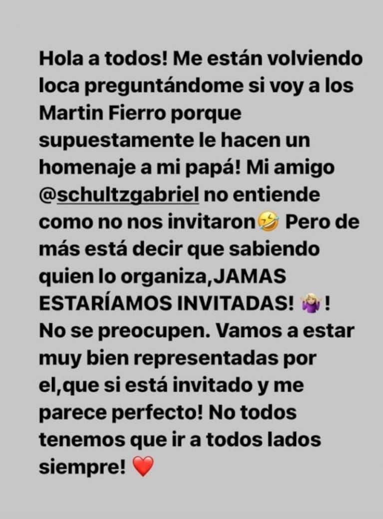 Luis Ventura le respondió con todo a Dalma Maradona tras su descargo por los Martín Fierro: "Cada uno sabe quién es quién en esta historia"