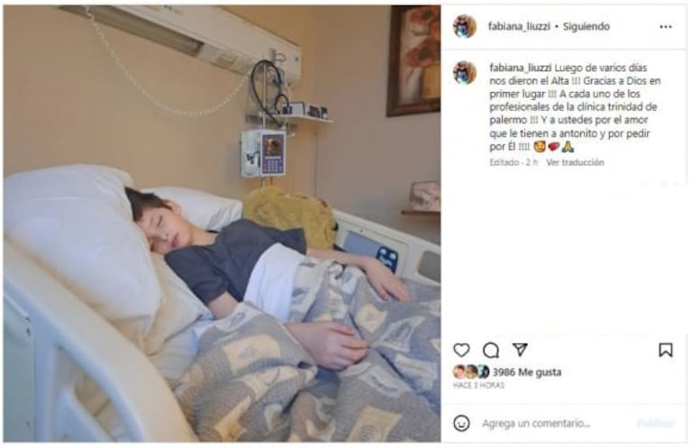 Luis Ventura y Fabiana Liuzzi revelaron cómo sigue la salud de su pequeño hijo