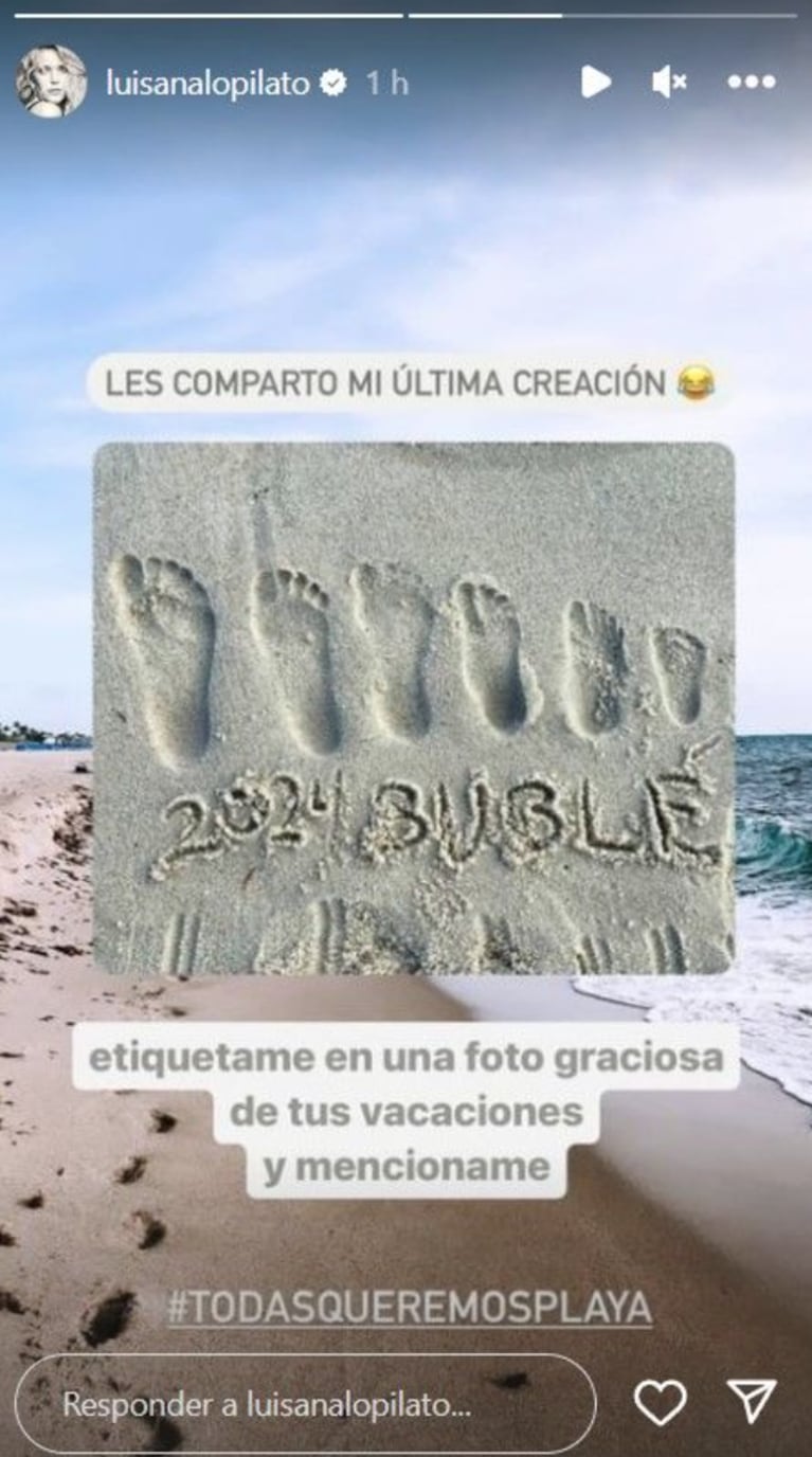 Luisana Lopilato compartió una original foto familiar con Michael Bublé y sus hijos en la playa: “Mi creación”